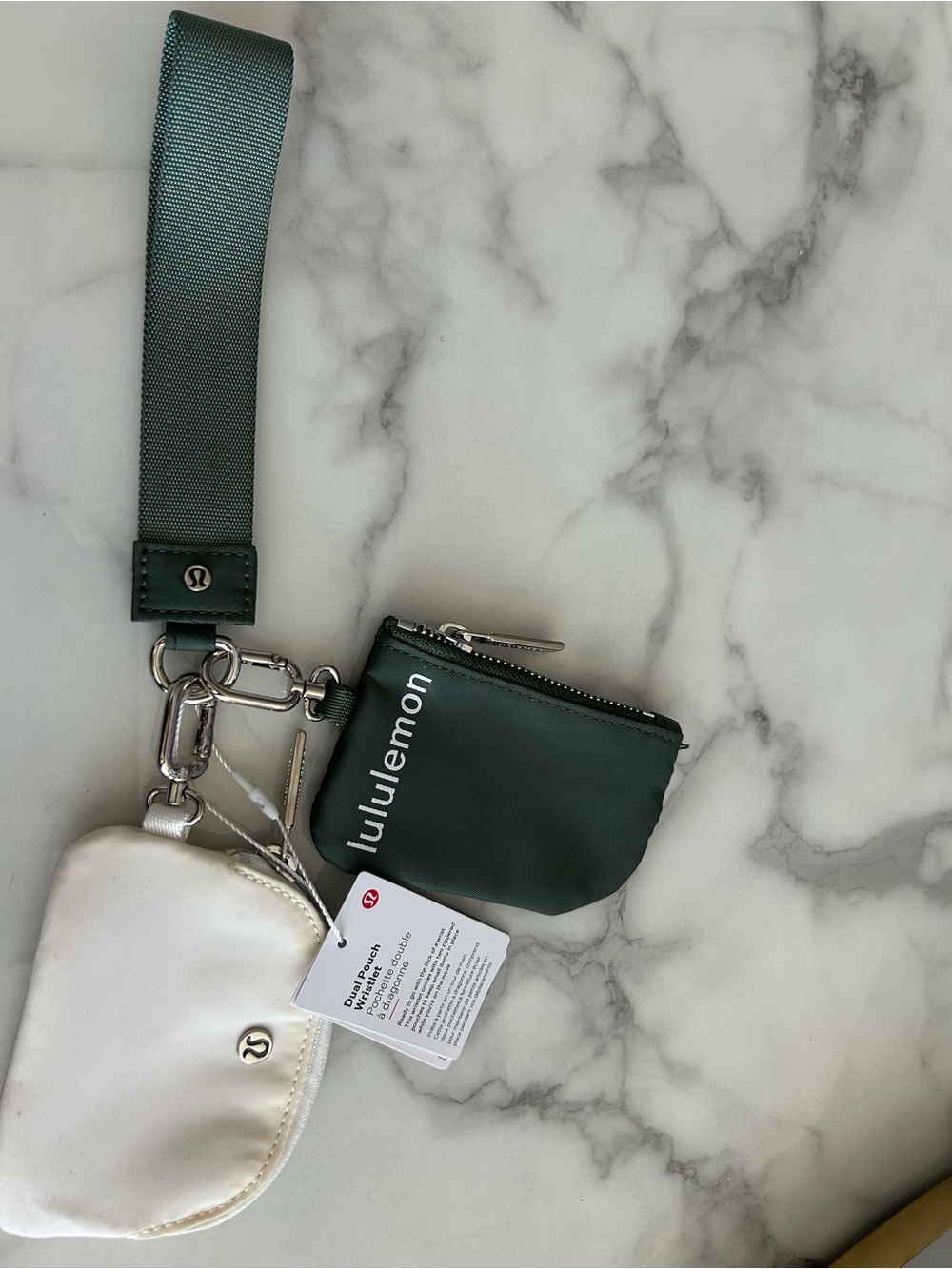lululemon athletica forest green wristlet pouch with detachable strap